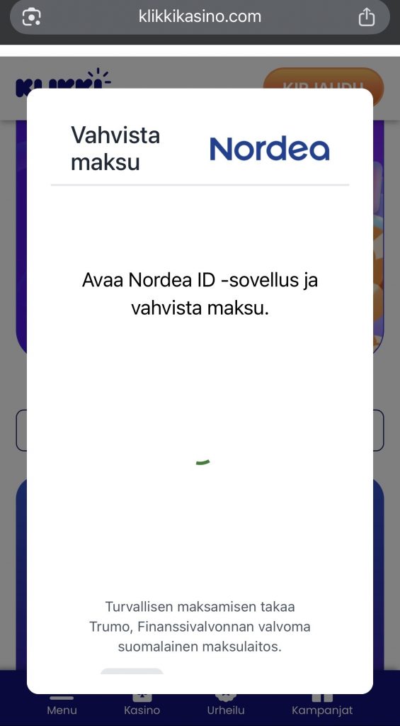 Trumo talletuksen vahvistaminen