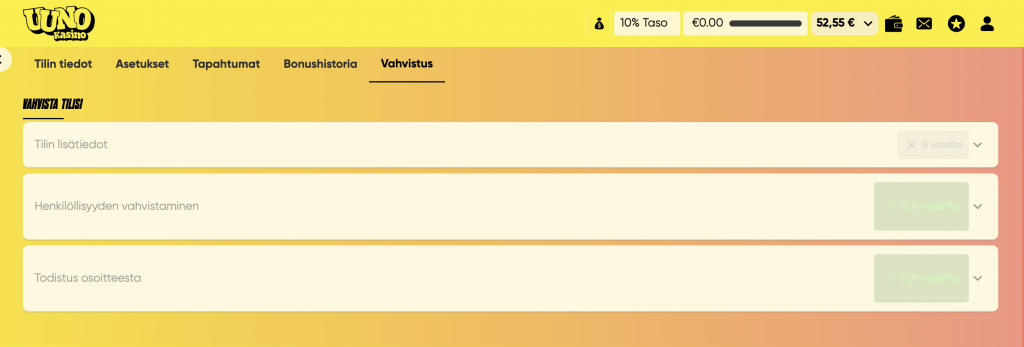 Uuno Kasino KYC on suoritettu automaattisesti Pay N Play -teknologian ansiosta